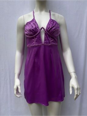 🔥BUNDLE 2for40🔥 Purple Satin Chemise Dress Sz L RUNS SMALL